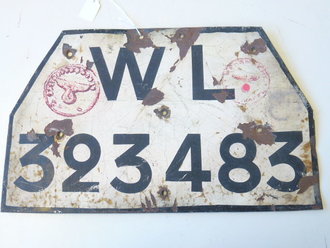 Nummernschild Wehrmacht für KFZ, extrem seltenes Originalstück