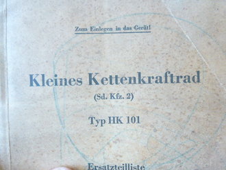 Ersatzteilliste Kleines Kettenkraftrad, NSU Kettenkrad. HK 101, D 624/2, komplett