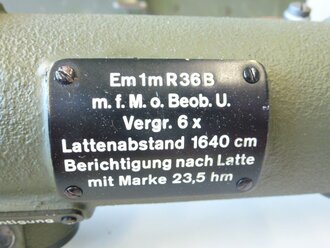 Entfernungsmesser 36, komplettes Set mit Zubehör im Transportkasten. Optik einwandfrei, Norwegisch überlackiert