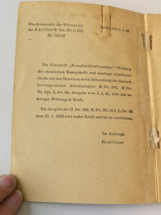 Kampfstoffverletzungen, datiert 1943 , 106 Seiten, komplett