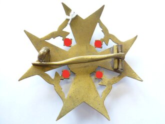Spanienkreuz in bronze , Buntmetall, Nadel und Gegenhaken leicht verbogen, lässt sich nicht Schliessen
