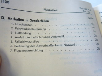 Fw 190 A-1, Bedienungsvorschrift - Fl, Bedienung und Wartung des Flugzeuges, datiert 1941, komplett