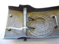 1.Weltkrieg, Koppelschloss für Telegrafeneinheiten zum Einhängen des Kabelspulgerätes. Stahl mit Resten des Originallacks