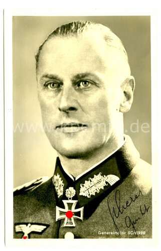Generalmajor Scherer, Ansichtskarte mit eigenhändiger Unterschrift