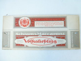 Verpackung "  Schram´s Maccaroni "  Maße  14 x 31cm, ungebrauchtes Firmenmuster