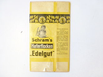 Unbenutzte Verpackung "  Schram´s  Haferflocken Edelgut"  Maße  22,5 x 13cm