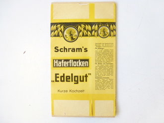 Unbenutzte Verpackung "  Schram´s  Haferflocken Edelgut"  Maße  22,5 x 13cm