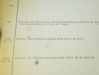 D1, Verzeichnis der außerplanmäßigen Heeres-Vorschriften, 243 Seiten, datiert 1938