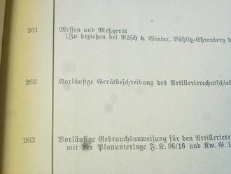 D1, Verzeichnis der außerplanmäßigen Heeres-Vorschriften, 243 Seiten, datiert 1938