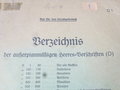 D1, Verzeichnis der außerplanmäßigen Heeres-Vorschriften, 243 Seiten, datiert 1938