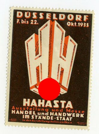 Reklamemarke Hahasta Düsseldorf 1933