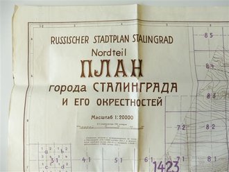 Russischer Stadtplan Stalingrad, Nordteil, datiert 1942