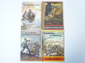 4 Hefte: Kriegsbücherei der Deutschen Jugend Heft 55 "Verdun", Kolonial-Bücherei Heft 66 "Kesseltreiben am Watterberg", Heft "An der Westfront keine besonderen Ereignisse" und Heft "Das sind die Kaiserjäger!"