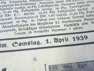 Ulmer Tagblatt, 1. April 1939, 188. Jahrgang, Nr. 78