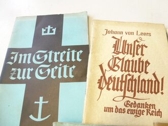 Konvolut kath. Kriegsgefangenenbuch, das Evangelium nach Markus, Deutsch auch im Glauben, Unser Glaube Deutschland und Im Streite zur Seite