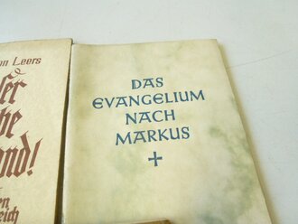 Konvolut kath. Kriegsgefangenenbuch, das Evangelium nach Markus, Deutsch auch im Glauben, Unser Glaube Deutschland und Im Streite zur Seite