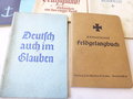 Konvolut kath. Kriegsgefangenenbuch, das Evangelium nach Markus, Deutsch auch im Glauben, Unser Glaube Deutschland und Im Streite zur Seite