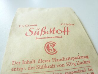 Leere Süßstoff Verpackung datiert 1939