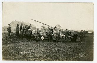 Fotopostkarte englisches Flugzeug, datiert 1918, Maße 9x14cm
