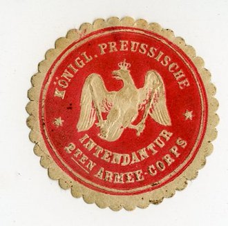 1.Weltkrieg, Siegelmarke Königl. Preussische Intendantur 2ten Armee-Corps