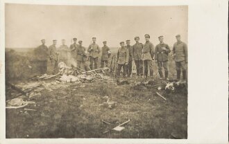 Foto Feldgraue vor Flugzeugwrack, Maße 9x14cm