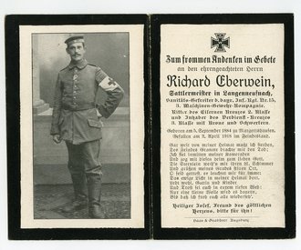 1.Weltkrieg, Andenkenkarte, datiert 1918 Maschinengewehr  Kompanie Bayern, Sanitäter