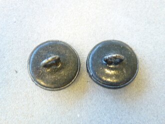 Paar Mützenknöpfe mit Anker, schwarz, 13,50mm