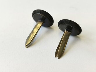 Paar Mützenknöpfe, schwarz, Stoff, 13,35mm