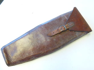 Tasche für die kurze Drahtschere der Wehrmacht , frühes Stück in braunem Leder, mit Truppenstempel