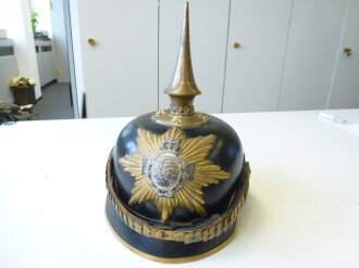 Sachsen , Pickelhaube für Reserveoffiziere, unverbasteltes Stück, sehr dekorativer Helm