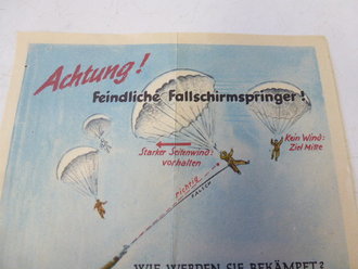 Achtung ! Feindliche Fallschirmspringer! DIN A5 Merkblatt