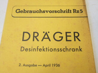 Gebrauchsvorschrift Rz5, Dräger Desinfektionsschrank von 1936, kleinformatig, 12 Seiten, komplett