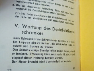 Gebrauchsvorschrift Rz5, Dräger Desinfektionsschrank von 1936, kleinformatig, 12 Seiten, komplett