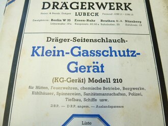 Preisliste Dräger  Klein-Gasschutz-Gerät , angeschmutzt, 23 Seiten, komplett