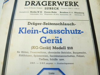 Preisliste Dräger  Klein-Gasschutz-Gerät ,...
