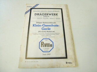 Preisliste Dräger  Klein-Gasschutz-Gerät , angeschmutzt, 23 Seiten, komplett