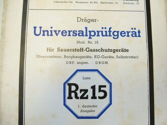Dräger Universalprüfgerät für Sauerstoff-Gasschutzgeräte, angeschmutzt, 8 Seiten, komplett