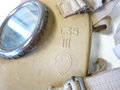 Italien 2.Weltkrieg, Gasmaske M35 in Tragetasche. Der Trageriemen an einer Seite fast abgerissen, sonst sehr guter Zustand