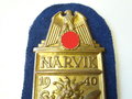 Ärmelschild Narvik auf Kriegsmarinetuch, vergoldete Cupalfertigung