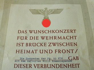 Spendenurkunde für " Das Wunschkonzert für die Wehrmacht" DIN A4