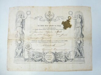 Erinnerungskreuz Königgrätz 1866 mit Verleihungsurkunde