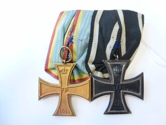 Mecklenburg-Schwerin, Spange mit Eisernem Kreuz und Militärverdienstkreuz 2.Klasse 1914, eine Auszeichnung lose
