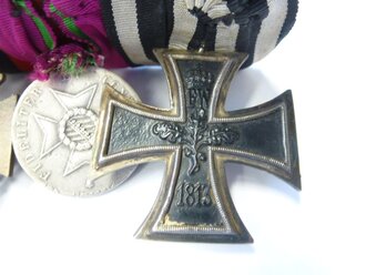 30iger Jahre, 3er Ordensspange eines Sachsen mit silberner Verdienstmedaille des Ernestinischen Hausordens