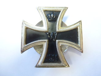 1.Weltkrieg, Eisernes Kreuz 1.Klasse 1914, Eisen geschwärzt, Silberrahmen, an zweiteiliger Schraubscheibe