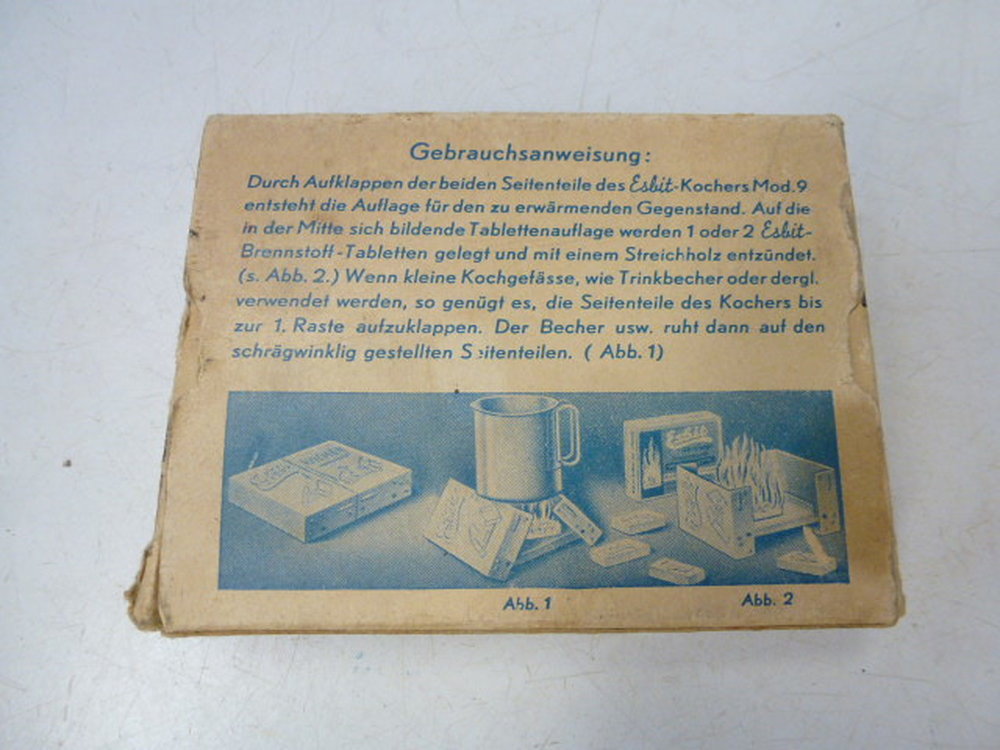 Wehrmacht Luftwaffe Polizei Esbit Kocher in Schachtel mit Gebrauchsanweisung