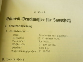 L.Dv.291 " Höhenatmergeräte" Ausgabe 1935. Komplett