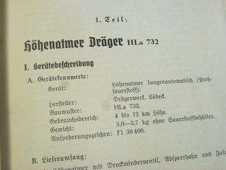 L.Dv.291 " Höhenatmergeräte" Ausgabe 1935. Komplett