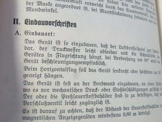 L.Dv.291 " Höhenatmergeräte" Ausgabe 1935. Komplett