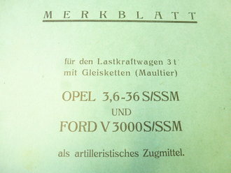 Merkblatt für den Lastkraftwagen 3t mit Gleisketten...