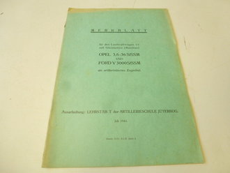 Merkblatt für den Lastkraftwagen 3t mit Gleisketten ( Maultier ). DIN A4, datiert 1943, 12 Seiten